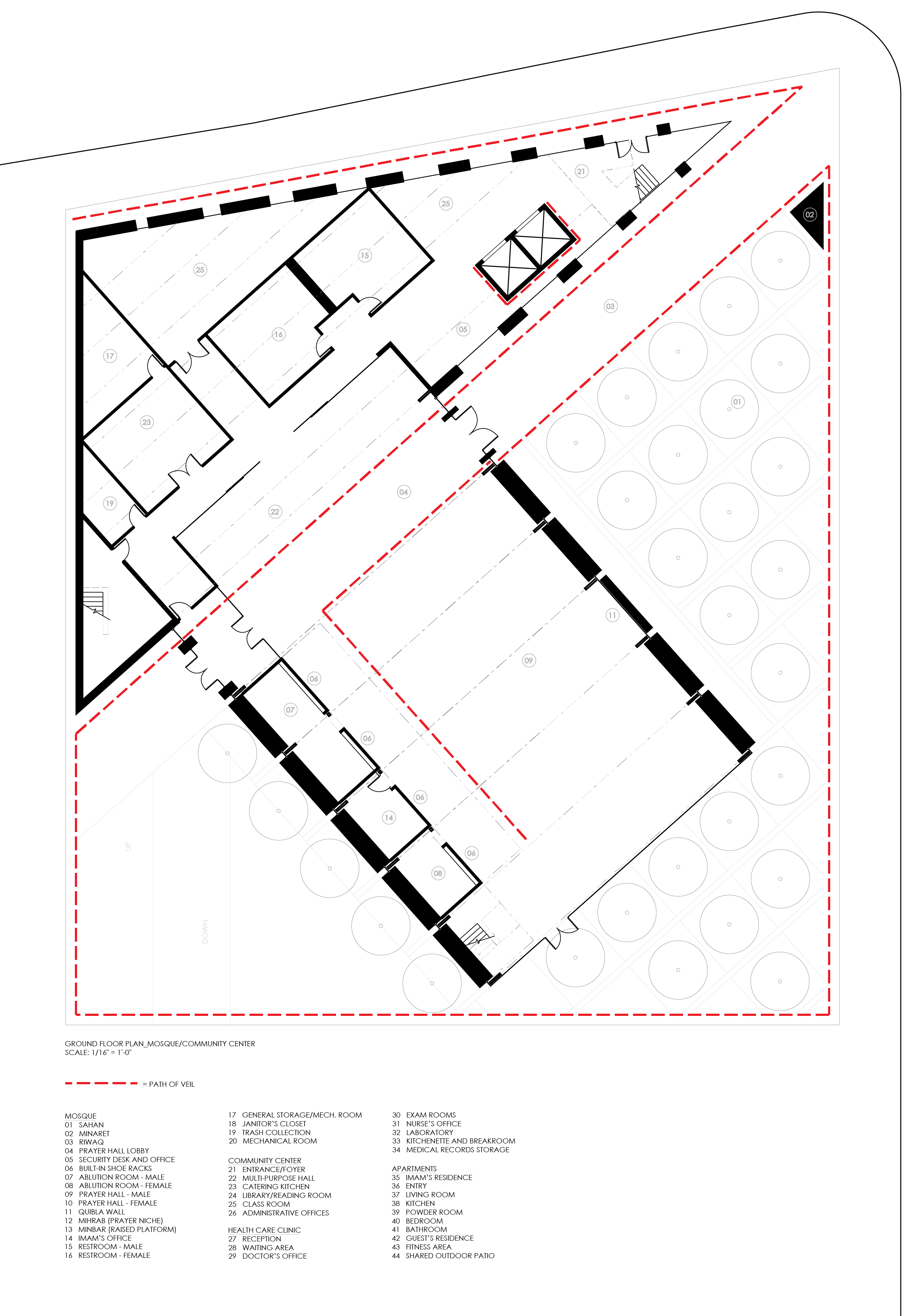first floor plan with legened