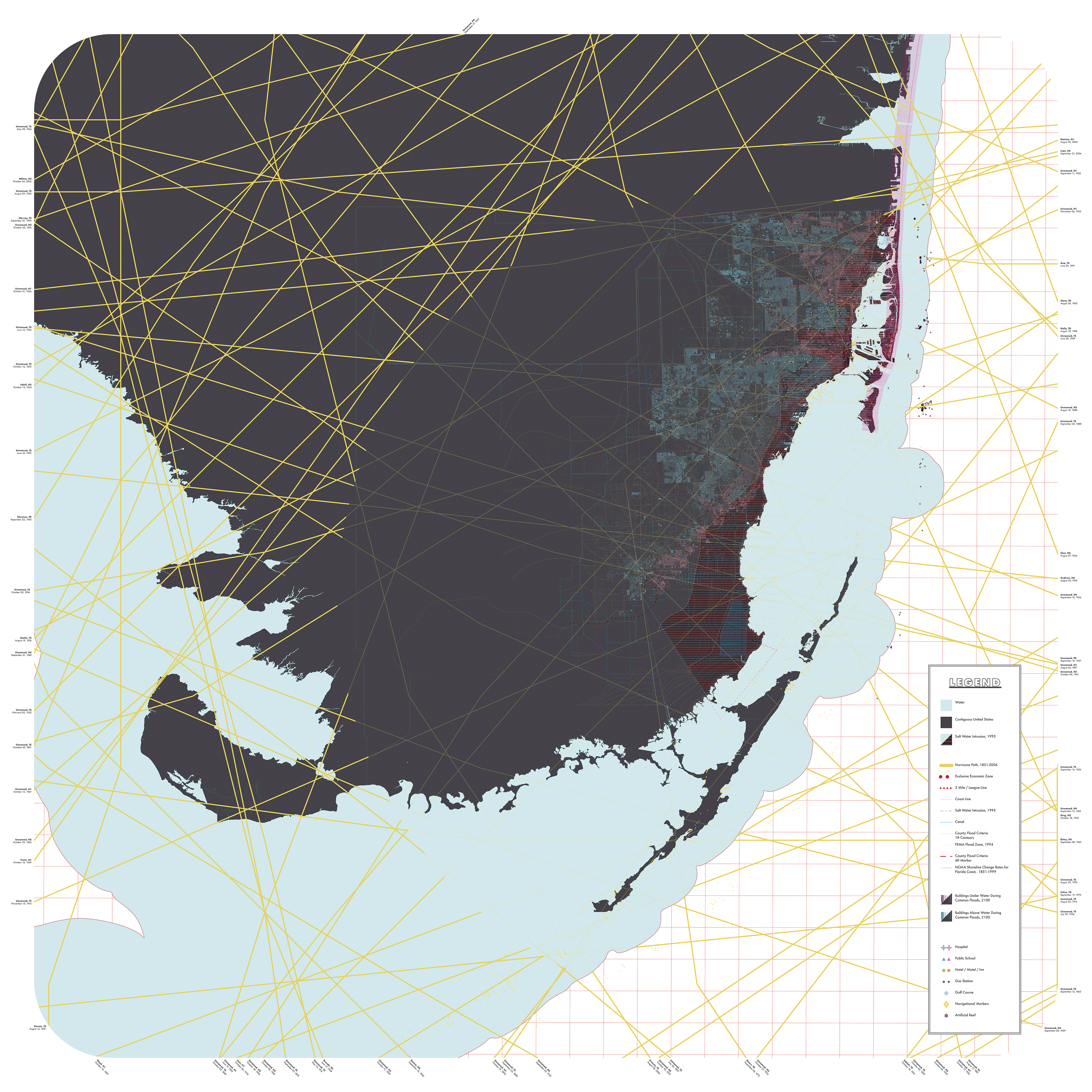 Miami-Dade, Population Density and Present Exposure to Flooding