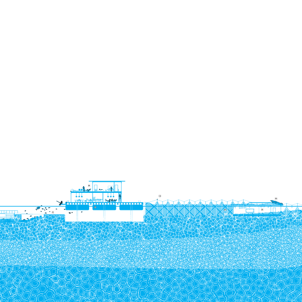 Layer Cyan, representing current sea level: 10’ in Edgewater, Miami