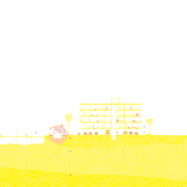 Layer Yellow, representing current sea level: 0’ in Edgewater, Miami