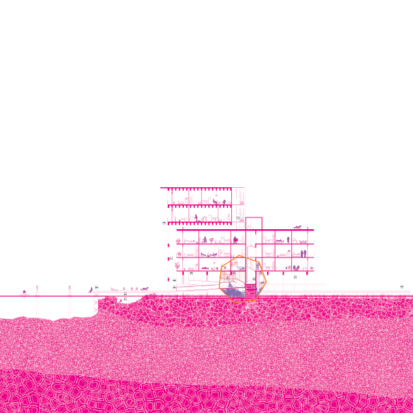 Layer Magenta, representing rising sea level: 5’ in Edgewater, Miami