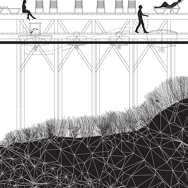 Example of the separated layer, Koal, representing rising sea level: 15'