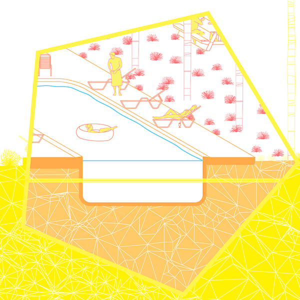 Example of the separated layer, Yellow, representing current sea level: 0' with the Isolated Section-Oblique